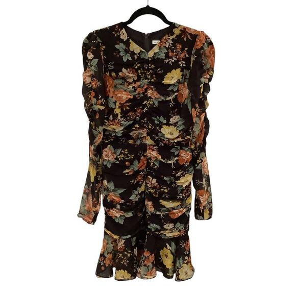 Veronica Beard Hedera Silk Mini Dress Oxblood Floral Print Size 4 - Picture 2 of 15